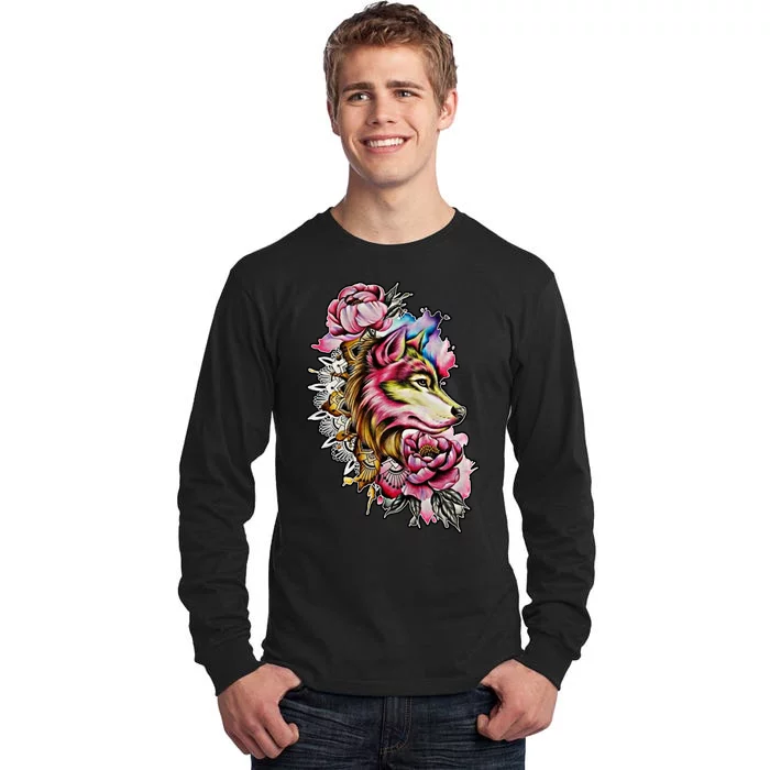 Wolf Flower Floral Cool Illustration Tall Long Sleeve T-Shirt