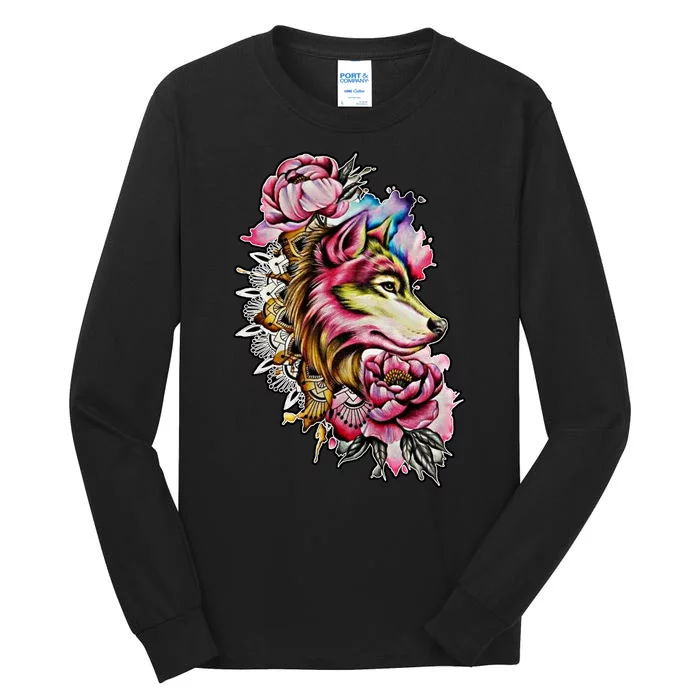 Wolf Flower Floral Cool Illustration Tall Long Sleeve T-Shirt