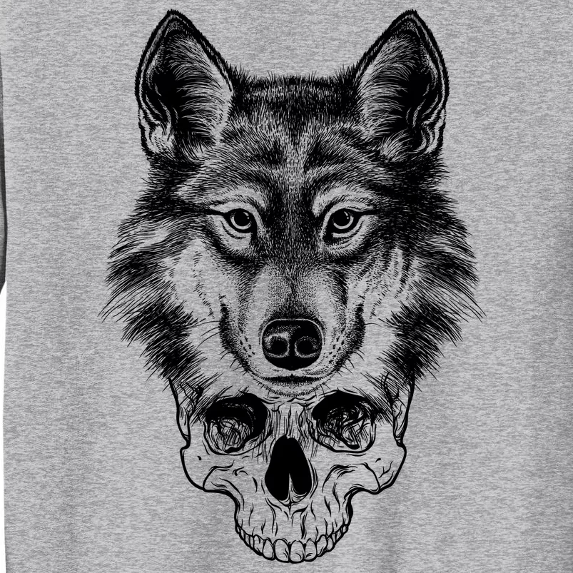 Wolf Head On Skull Graphic Sweatshirt