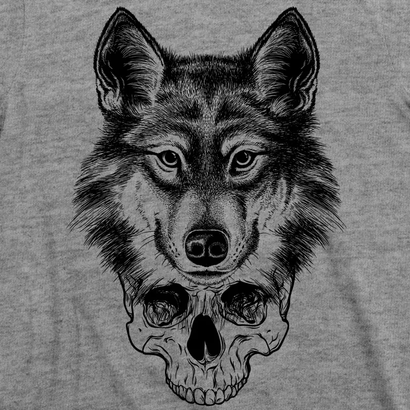 Wolf Head On Skull Graphic T-Shirt