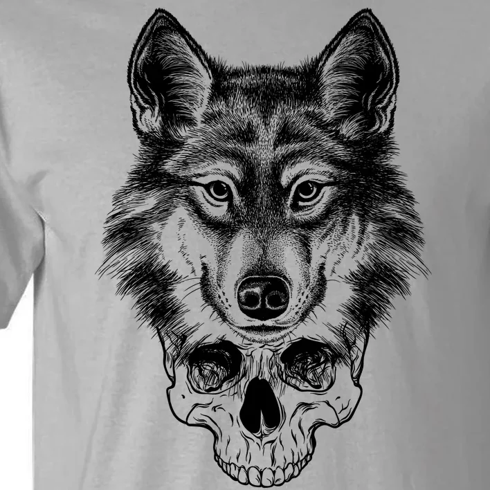 Wolf Head On Skull Graphic Tall T-Shirt