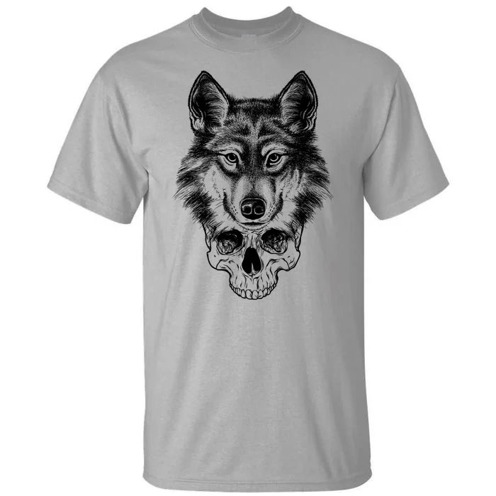 Wolf Head On Skull Graphic Tall T-Shirt