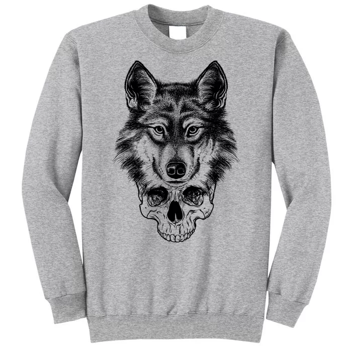 Wolf Head On Skull Graphic Tall Sweatshirt