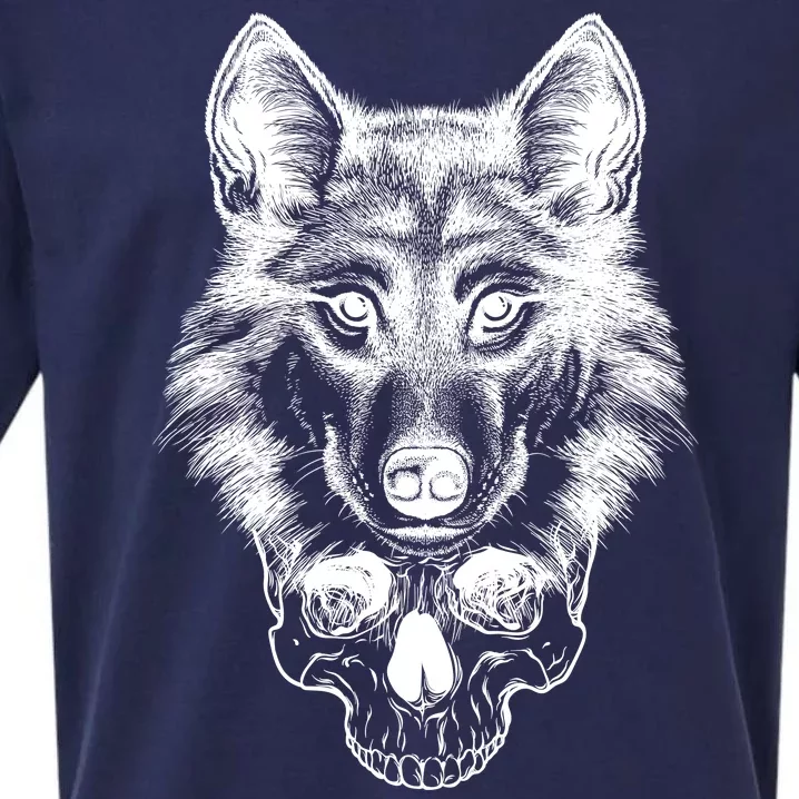 Wolf Head On Skull Graphic Sueded Cloud Jersey T-Shirt