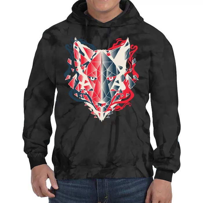 Wolf Head Polygonal Tie Dye Hoodie