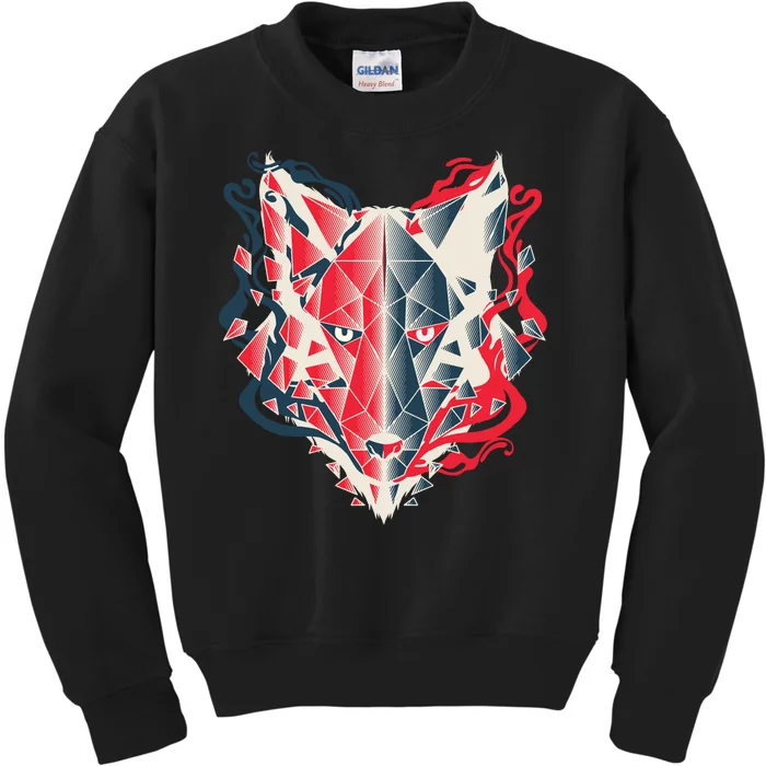 Wolf Head Polygonal Kids Sweatshirt