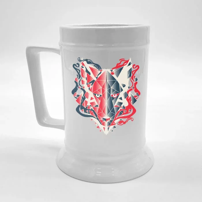 Wolf Head Polygonal Front & Back Beer Stein