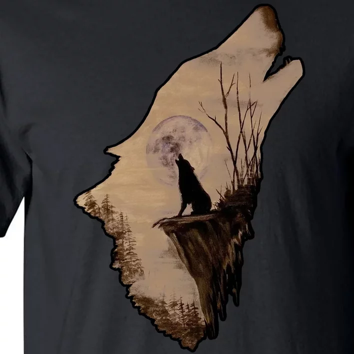 Wolf Howling Alone Tall T-Shirt