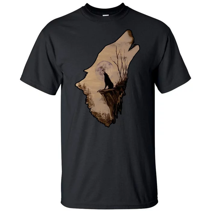 Wolf Howling Alone Tall T-Shirt