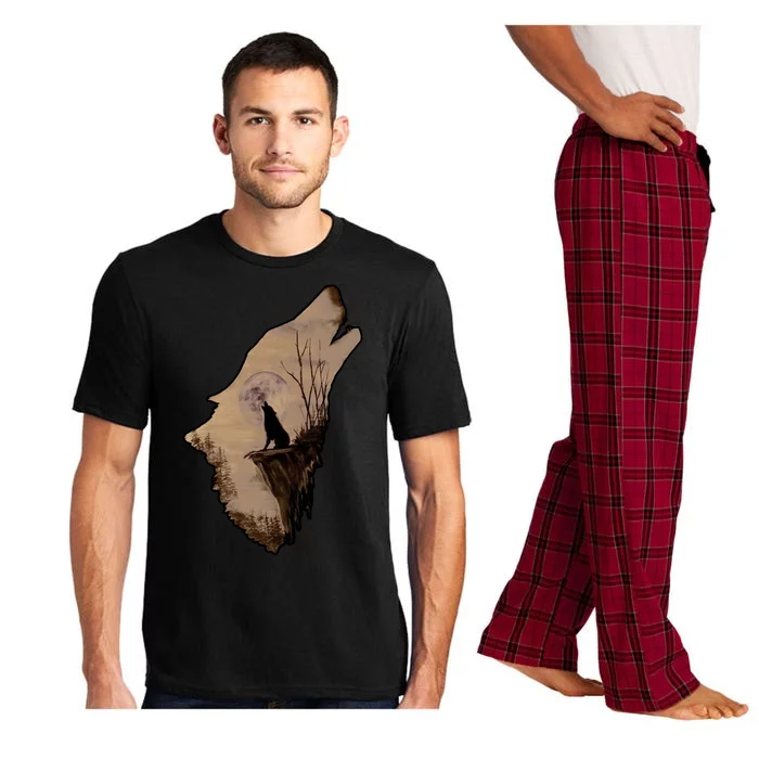 Wolf Howling Alone Pajama Set