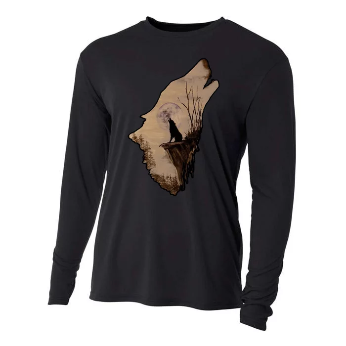 Wolf Howling Alone Cooling Performance Long Sleeve Crew