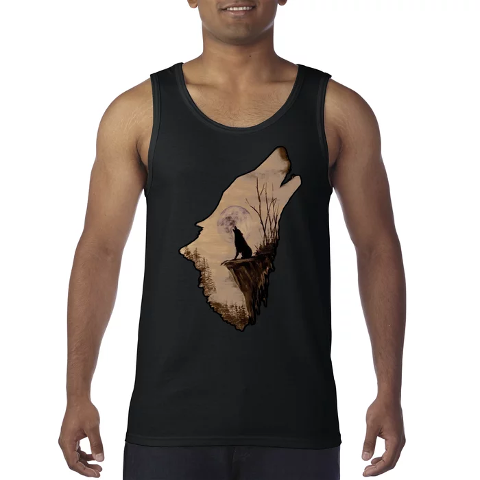 Wolf Howling Alone Tank Top