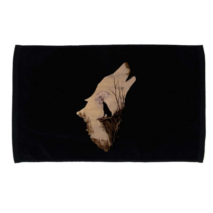 Wolf Howling Alone Microfiber Hand Towel