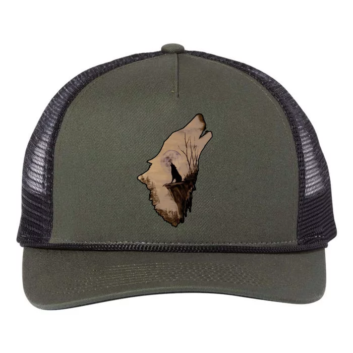 Wolf Howling Alone Retro Rope Trucker Hat Cap