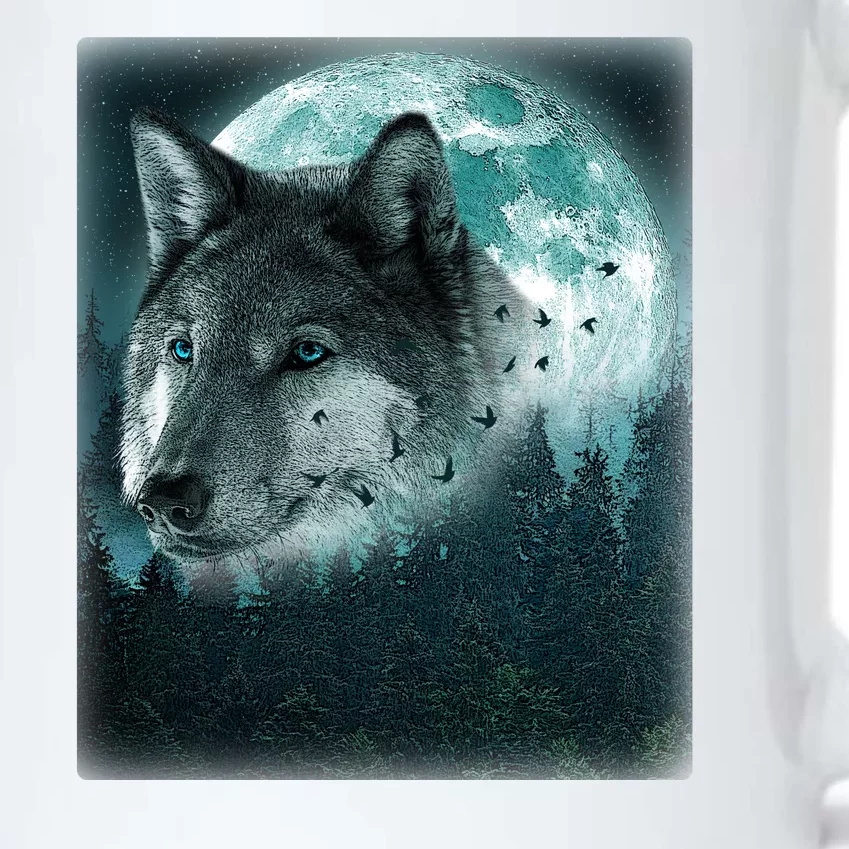 Wolf Moon Forest Wilderness Black Color Changing Mug