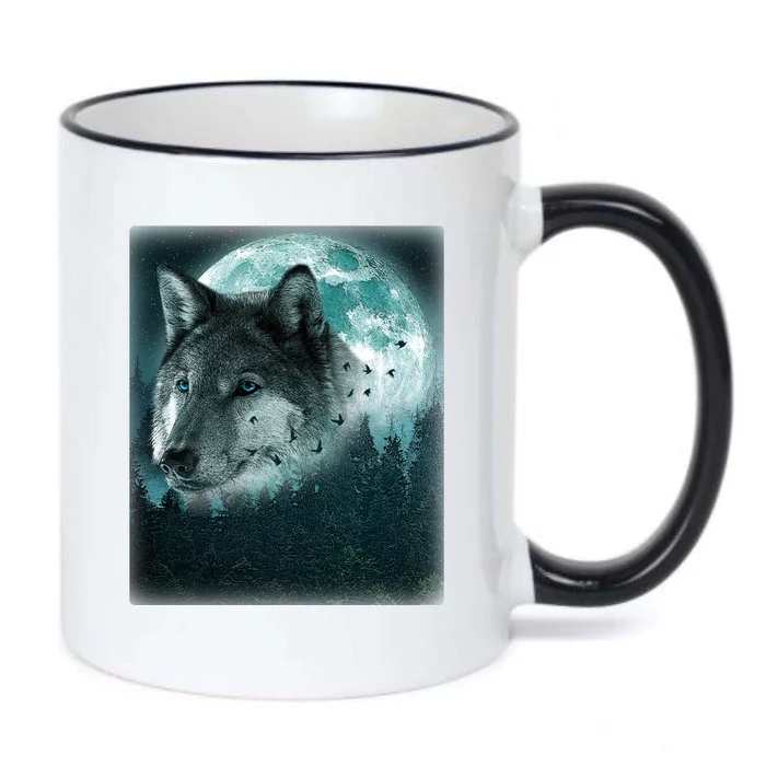 Wolf Moon Forest Wilderness Black Color Changing Mug