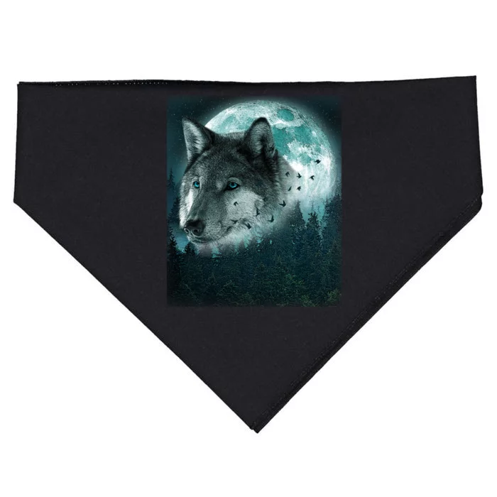 Wolf Moon Forest Wilderness USA-Made Doggie Bandana