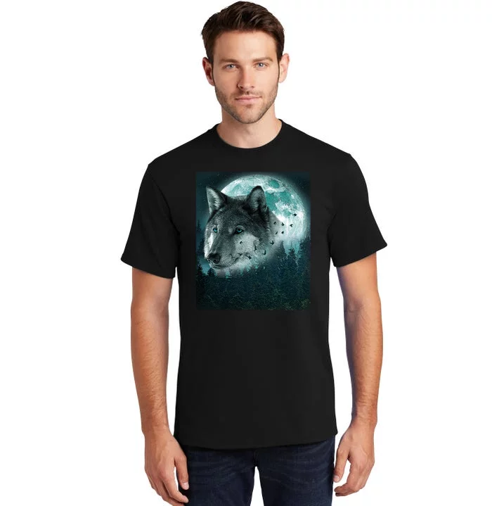 Wolf Moon Forest Wilderness Tall T-Shirt