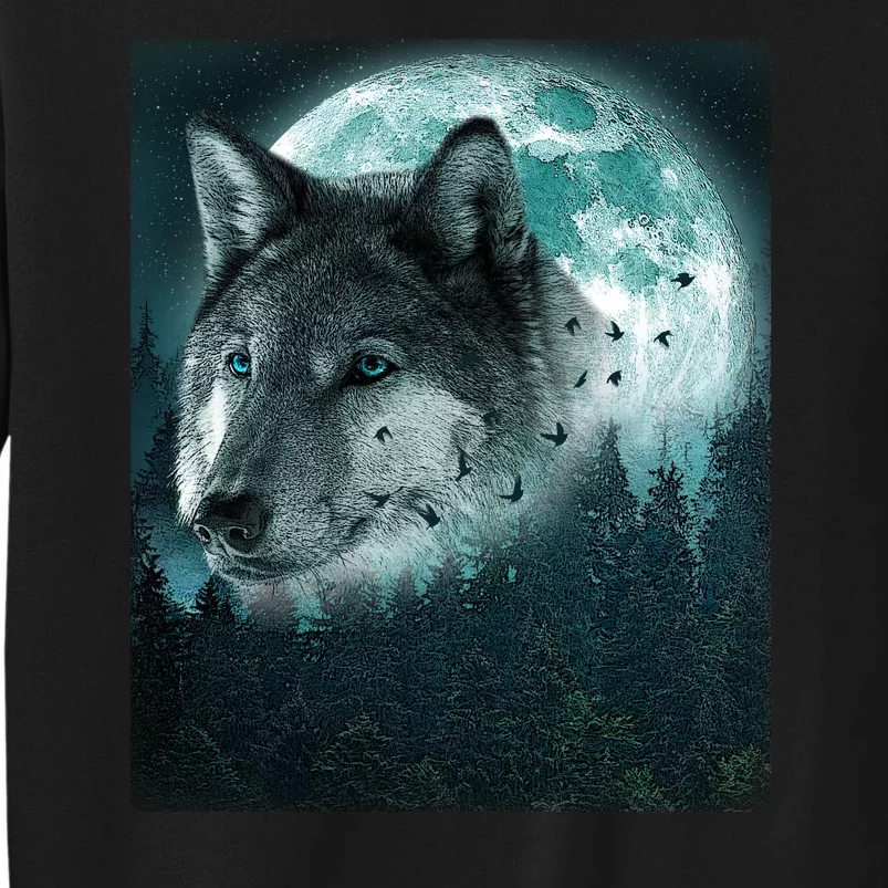 Wolf Moon Forest Wilderness Tall Sweatshirt