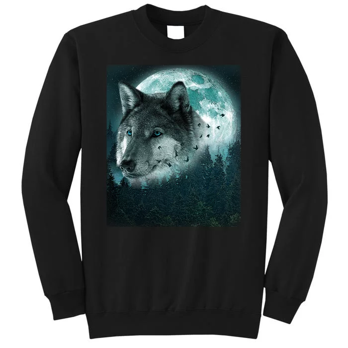 Wolf Moon Forest Wilderness Tall Sweatshirt