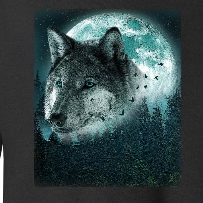 Wolf Moon Forest Wilderness Toddler Sweatshirt