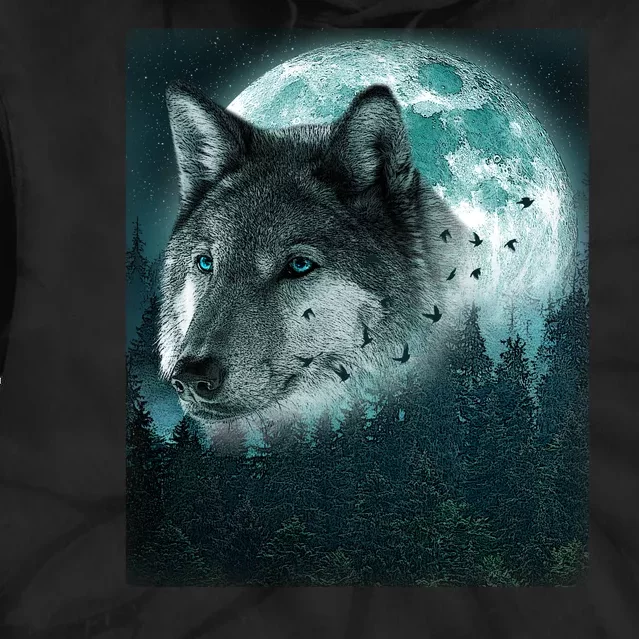 Wolf Moon Forest Wilderness Tie Dye Hoodie