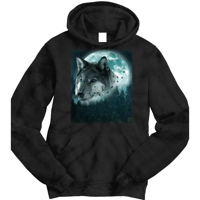 Wolf Moon Forest Wilderness Tie Dye Hoodie