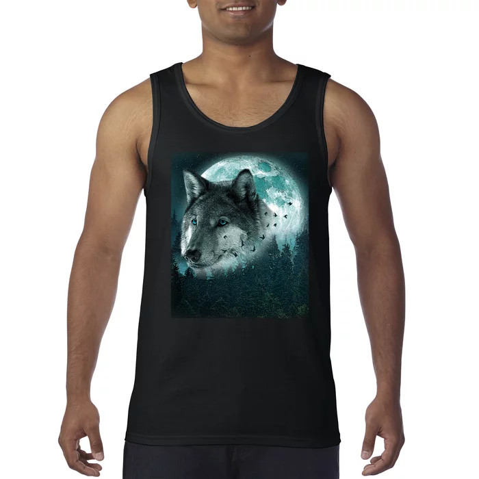 Wolf Moon Forest Wilderness Tank Top