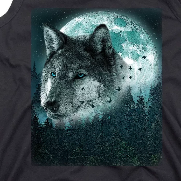 Wolf Moon Forest Wilderness Tank Top