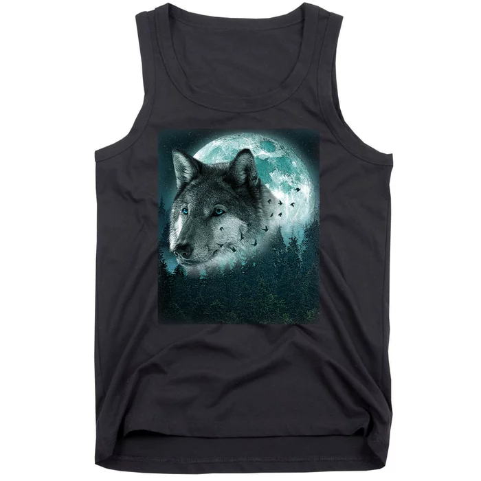 Wolf Moon Forest Wilderness Tank Top