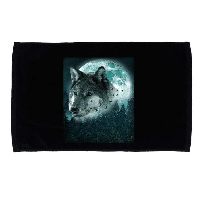 Wolf Moon Forest Wilderness Microfiber Hand Towel