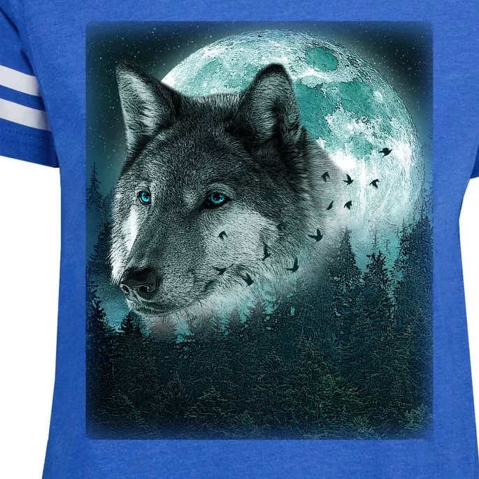 Wolf Moon Forest Wilderness Enza Ladies Jersey Football T-Shirt