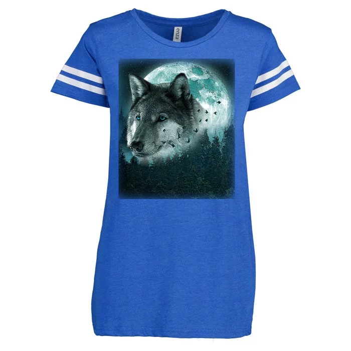 Wolf Moon Forest Wilderness Enza Ladies Jersey Football T-Shirt