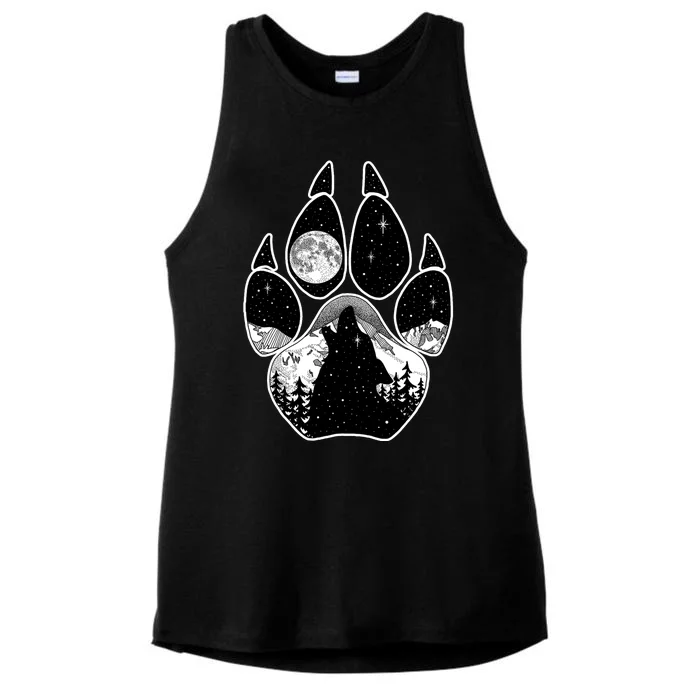 Wolf Paw Moon Howl Ladies Tri-Blend Wicking Tank