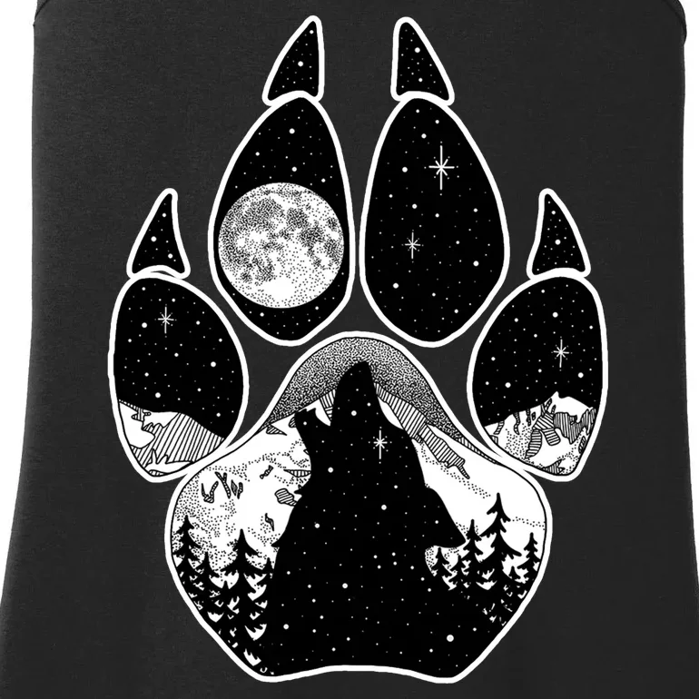 Wolf Paw Moon Howl Ladies Essential Tank