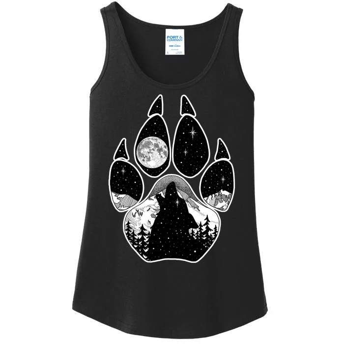 Wolf Paw Moon Howl Ladies Essential Tank