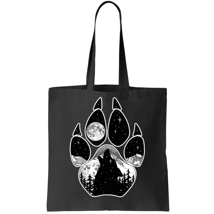 Wolf Paw Moon Howl Tote Bag