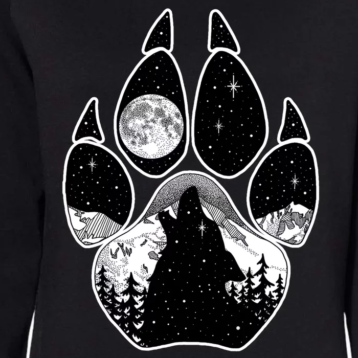 Wolf Paw Moon Howl Womens California Wash Sweatshirt