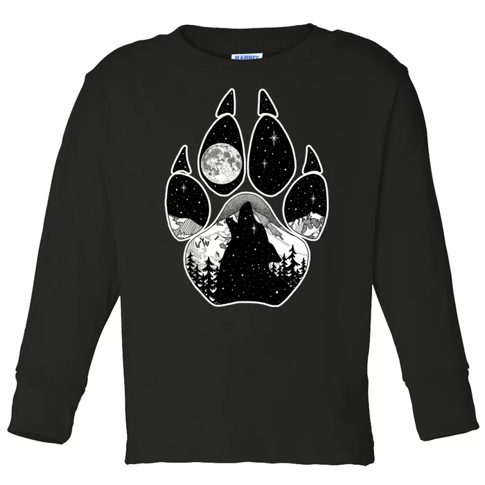 Wolf Paw Moon Howl Toddler Long Sleeve Shirt