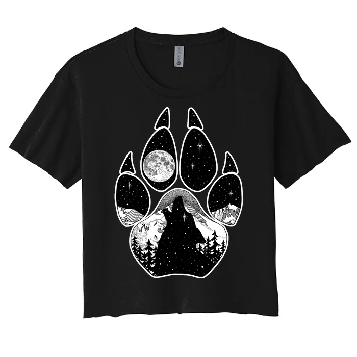 Wolf Paw Moon Howl Women's Crop Top Tee