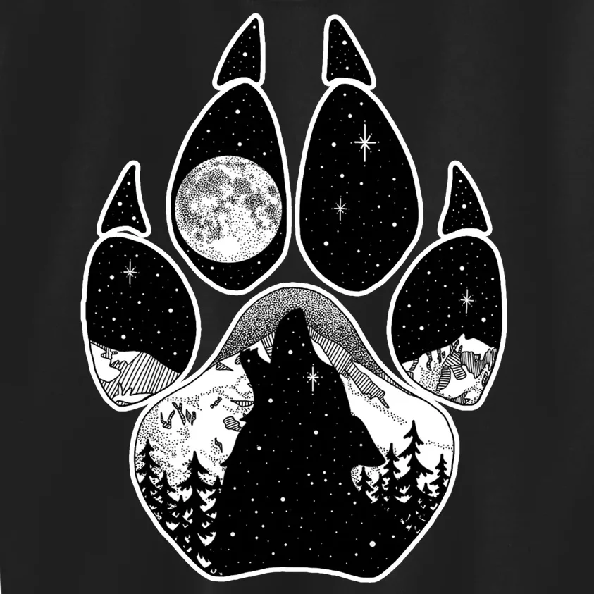 Wolf Paw Moon Howl Kids Sweatshirt