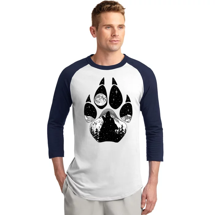 Wolf Paw Moon Howl Baseball Sleeve Shirt