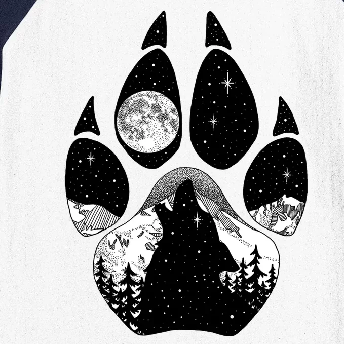 Wolf Paw Moon Howl Baseball Sleeve Shirt