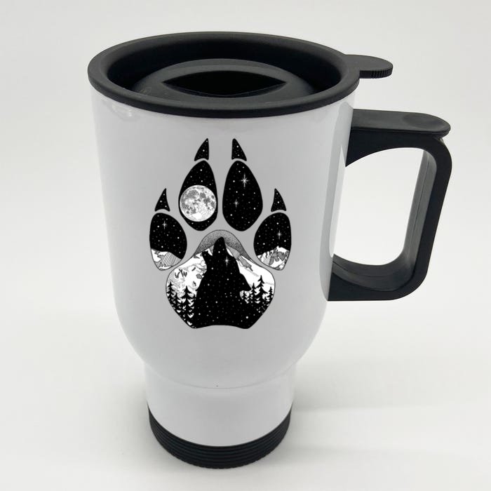 Wolf Paw Moon Howl Front & Back Stainless Steel Travel Mug