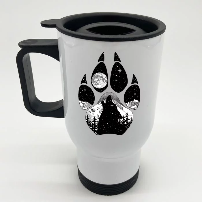 Wolf Paw Moon Howl Front & Back Stainless Steel Travel Mug