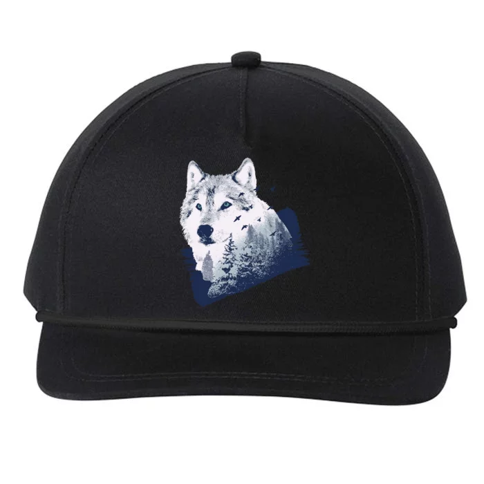 Wolf Wilderness Forest Snapback Five-Panel Rope Hat