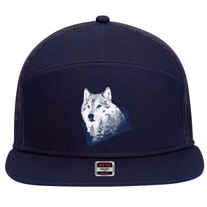 Wolf Wilderness Forest 7 Panel Mesh Trucker Snapback Hat