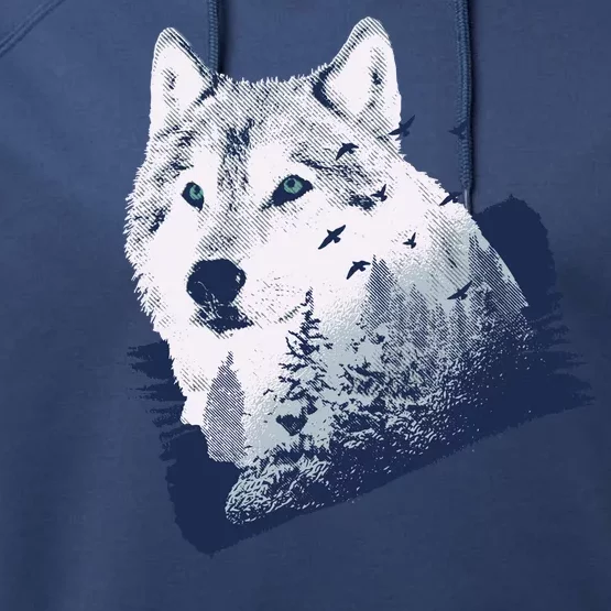 Wolf Wilderness Forest Performance Fleece Hoodie