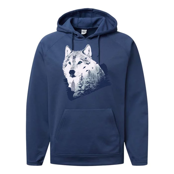 Wolf Wilderness Forest Performance Fleece Hoodie