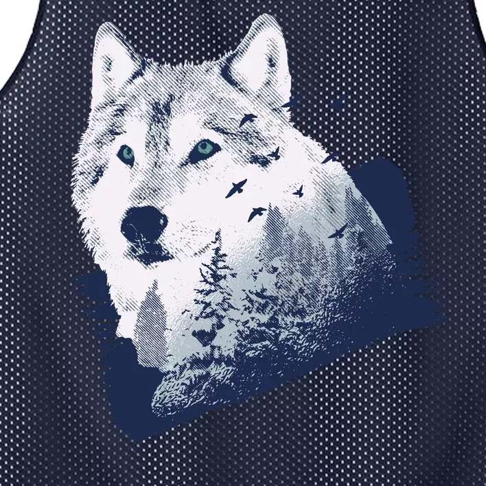 Wolf Wilderness Forest Mesh Reversible Basketball Jersey Tank